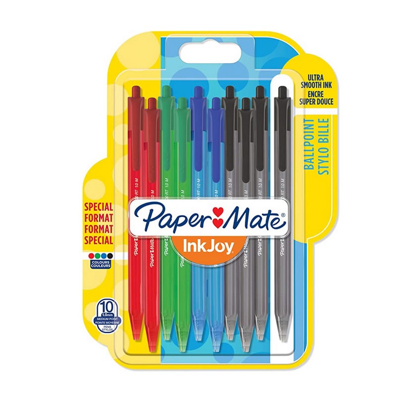 Paper Mate InkJoy 100 Stylo bille à capuchon pointe moyenne 1 mm