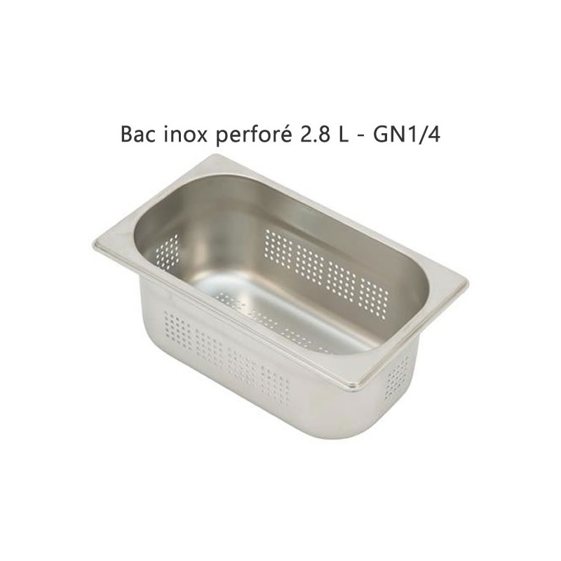 Bac inox 2.8 litres perforé GN1-4 Bac inox 2.8 litres perforé GN1-4