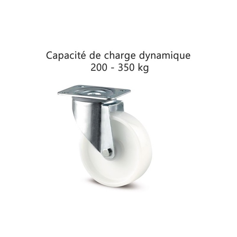 Roulette Pivotante, Roue Corps Fonte Bandage Polyurethane Diametre 125,  Charge 150 Kg
